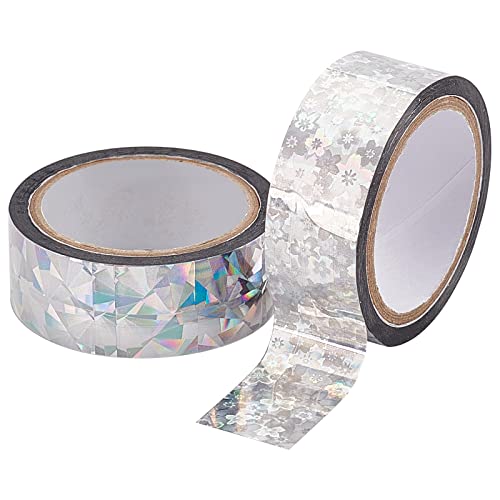 GORGECRAFT 2 Stile 0.75x393 Zoll (19 mm * 10 M) Folie Washi Tape Holografisch Funkelndes Selbstklebendes Buntes Blumen-Diamant-Klebeband-Set Für Scrapbooking DIY Craft Dekorative Bürobedarf von GORGECRAFT