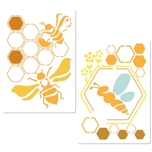 GORGECRAFT 2 Stile Bienenwaben-Schablone Wiederverwendbar Kunststoff-Bienenthema Sechseck-Honigkamm-Blume DIY-Zeichnungsvorlagen Für Scrapbooking Malerei Auf Holz Wand Leinwand Möbel Kunsthandwerk GORGECRAFT 2 Stile Bienenwaben-Schablone Wiederverwendbar Kunststoff-Bienenthema Sechseck-Honigkamm-Blume DIY-Zeichnungsvorlagen Für Scrapbooking Malerei Auf Holz Wand Leinwand Möbel Kunsthandwerk von GORGECRAFT