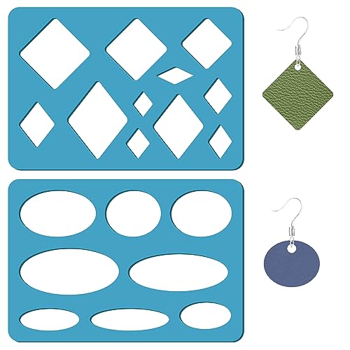 GORGECRAFT 2 Stile Geometrische Ohrringe Schablone Ovale Schablonen Vorlagen Wiederverwendbar Diamant-Acryl-Schneidschablone Für Armbänder Ohrringe Schmuckherstellung DIY-Handwerk Leinwand 9x13cm von GORGECRAFT