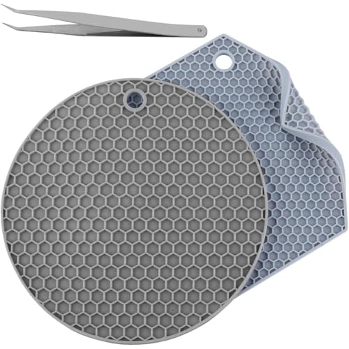 GORGECRAFT 2 Stile Silikon-Kuppelmatte Rund Und Sechseckig Wabenuntersetzer Hot-Pads Löffelablage Kunstharz-Sammelmatte Hitzebeständige Pads Aus Synthetischem Gummi Küchenwerkzeug Mit Pinzette GORGECRAFT 2 Stile Silikon-Kuppelmatte Rund Und Sechseckig Wabenuntersetzer Hot-Pads Löffelablage Kunstharz-Sammelmatte Hitzebeständige Pads Aus Synthetischem Gummi Küchenwerkzeug Mit Pinzette von GORGECRAFT