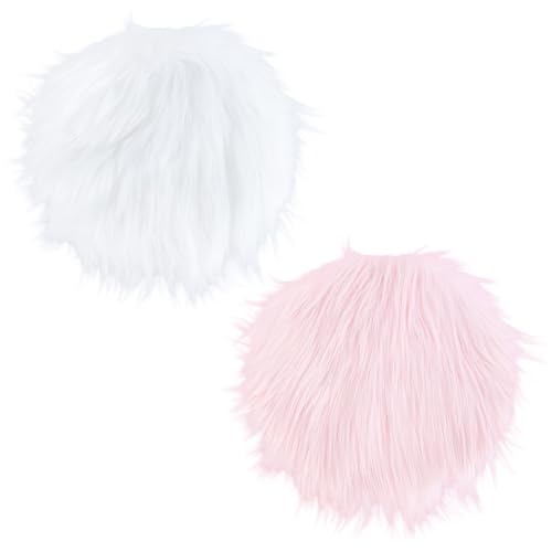 GORGECRAFT 2 Stück 2 Farben Kleiner Runder Schaffell Teppich Aus Kunstfell 30cm Rosa/Weiß Kleiner Flauschiger Teppich Pelziger Spind Teppich Kissen Zum Fotografieren von Schmuckhintergründen Schlafzi von GORGECRAFT