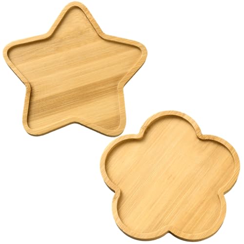 GORGECRAFT 2 Stück 2 Stile Bambus Pflanzenuntersetzer Natürliche Blumen Sternförmig Sukkulente Moderner Keramik Pflanztopfhalter Pflanzentablett Untersetzer Für Den Innen Und Außenbereich Hält Drainag von GORGECRAFT