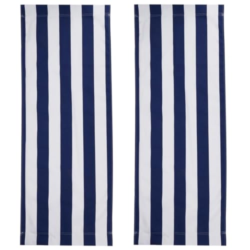 GORGECRAFT 2 Stück Ersatz Leinwand Für Strandsessel Klappbare Liegestühle Für Den Außenbereich Stoffersatz 115 x 43cm Liegesesselstoff Zum Sonnenbaden Im Garten Und Im Innenhof Blaue Und Weiße Streife von GORGECRAFT