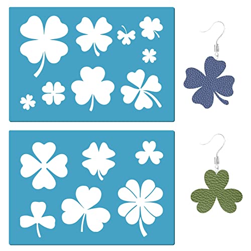 GORGECRAFT 2 Styles Patrick's Day Schmuckformschablone Irisches Kleeblatt Wiederverwendbare Lederohrringe HerStllung von Acrylausschnitten Schneideschablone Für HalskettenschmuckherStllung von GORGECRAFT