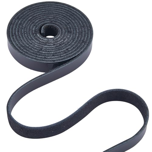 GORGECRAFT 2 m × 12.5mm Rindslederband 1.8mm Dicke Echte Lederschnüre Schwarz Glänzend Vollnarbig Geölt Flache Rindslederstreifen Der Güteklasse ab Für Werkzeugwerkstatt Schuhe Nähen Patchwork DIY von GORGECRAFT