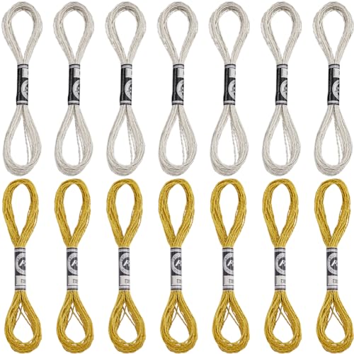 GORGECRAFT 20 Strang Metallisches Stickgarn Glitzerndes Kreuzstichgarn Gold/Silber Polyester Freundschaftsarmband Garnherstellung Quiltgarn Zum Stricken Nähen Basteln GORGECRAFT 20 Strang Metallisches Stickgarn Glitzerndes Kreuzstichgarn Gold/Silber Polyester Freundschaftsarmband Garnherstellung Quiltgarn Zum Stricken Nähen Basteln von GORGECRAFT