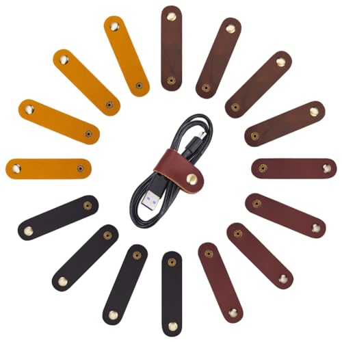 GORGECRAFT 20 Stück 4 Farben Leder-Kabelbinder Kabelbinder Organizer Wiederverwendbare Befestigung Kabelklemmen Kabelbinder Drahtkabel-Management Organizer-Halter Mit Druckknöpfen Für Kabel von GORGECRAFT