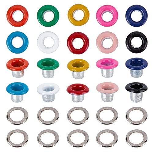 GORGECRAFT 200 Sets 10 Farben Ösen Und Ösen 3 mm Loch Selbsttragende Öse Mini Crop A Dile Ösen Mit Unterlegscheiben Für Papierhandwerk Perlenkerne Kleidung Leder Leinwand von GORGECRAFT
