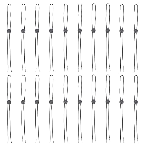 GORGECRAFT 20Pcs Hut Kinn Schnur Verstellbare elastische Hüte Abnehmbare Kinn Schnüre Nylon Faden mit justierbarer Plastikschnalle für Golf Angeln Boot Segeln Kostüm Zubehör, schwarz von GORGECRAFT