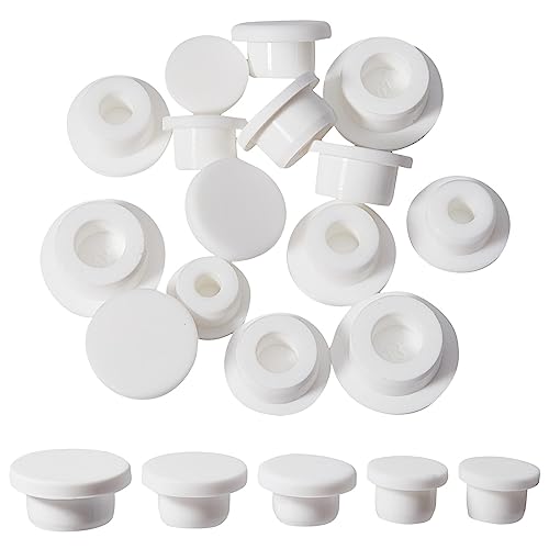 GORGECRAFT 20Stk 5 Größen Weiß Wasserdichter Silikonstopfen Flaschenverschluss Stopfen Rohrstopfen Wiederverwendbarer Ersatz-T Tulead Silikon-Lochstopfen Endabdeckkappen Passend Für 14-21 mm Loch von GORGECRAFT