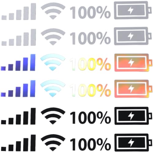 GORGECRAFT 21 Blatt WiFi-Signal Power-Logo Autoaufkleber Bunt Laser-Rücklaufsperre 3 Farben Volle Batterie Schild Lustig Wasserdicht Reflektierend Windschutzscheiben-Aufkleber Für Heckscheiben von GORGECRAFT