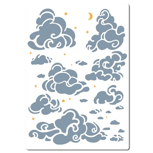 GORGECRAFT 21 x 29.7cm Schablone Wolke Stern Mond Große Wolkenwand-Vorlagen Wiederverwendbar Ausgehöhltes Zeichenschild Quadratische Schablone Zum Malen Auf Holz Wand Scrapbooking Karten Heimwerken von GORGECRAFT