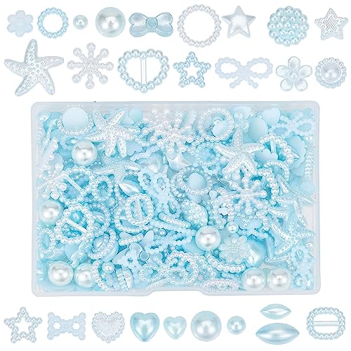 GORGECRAFT 220Stk Perlen Blaue Blume Herz Stern Acrylperlen Schleife Tropfenform Seestern Schneeflocke Runde Perlen Kugelperlen Für DIY Nagelkunst Herstellung von Schuhen High Heels Haarschmuck von GORGECRAFT