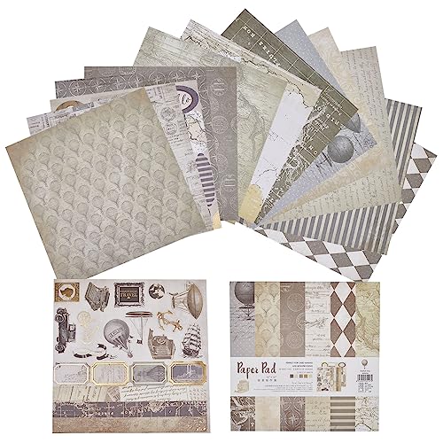 GORGECRAFT 24 Blatt 12-Stile 25x25 cm Vintage-Scrapbook-Papierblöcke Klassisch Gemusterter Karton Journaling-Zubehör Foto-Notizbuch Zeichnung Hintergrund Dekoration Kartenherstellung Papierpackung von GORGECRAFT