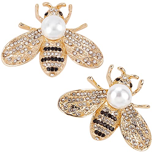 GORGECRAFT 2St Bienen-Broschen Für Frauen Kristall Insekt Honig Brosche Anstecknadel Strass Modeschmuck-Set Elegante Persönlichkeit Accessoires Mit Kunstperlen Geschenk Geburtstag Jahrestag (Gold) von GORGECRAFT