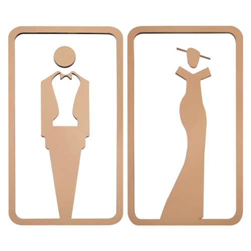 GORGECRAFT 2Stk WC-Türschild Toiletten-Identifikationsschilder Für Damen Und Herren Männliche Und Weibliche Waschraum-WC-Schild Kein Bohren Selbstklebende Wandaufkleber Symbol Für Restaurant Gold von GORGECRAFT