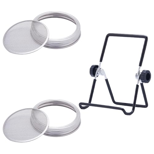 GORGECRAFT 3-Teiliges Sprossenglas-Set Edelstahl Sprossenständer Einmachgläser Sprossenglas-Deckel Sprossen-Anzuchtset Einmachglas-Halter Für Den Anbau von Bohnensprossen Alfalfa Weite Öffnung von GORGECRAFT