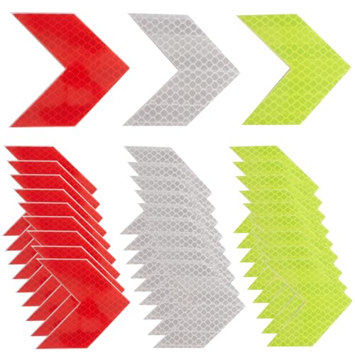GORGECRAFT 30Stk 3 Farben Auto-Pfeil-Reflektierende Aufkleber Sicherheitsreflektor-Aufkleber Wasserdicht Fahrzeug-Sicherheitswarnschild-Aufkleber Für Den Kofferraum Universell Selbstklebend von GORGECRAFT