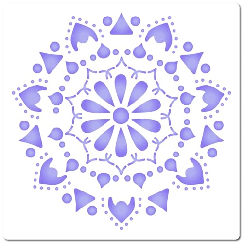 GORGECRAFT 30x30cm Große Mandala Schablone Mit Blumenmuster Wiederverwendbar Ausgehöhlte PET Vorlage Zeichenschablonen Kunsthandwerk Zum Malen Auf Holz Wänden Türen Leinwand Heimdekoration Kartenherst von GORGECRAFT
