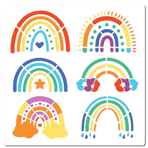 GORGECRAFT 30x30cm Regenbogen-Schablone 6 Stile Regenbogen-Wolken-Vorlage Regentropfen Sonnenstern-Muster Wiederverwendbare Kunststoff-Schablone Zum Malen Auf Holz Wand Möbel Fliesen Leinwand DIY GORGECRAFT 30x30cm Regenbogen-Schablone 6 Stile Regenbogen-Wolken-Vorlage Regentropfen Sonnenstern-Muster Wiederverwendbare Kunststoff-Schablone Zum Malen Auf Holz Wand Möbel Fliesen Leinwand DIY von GORGECRAFT