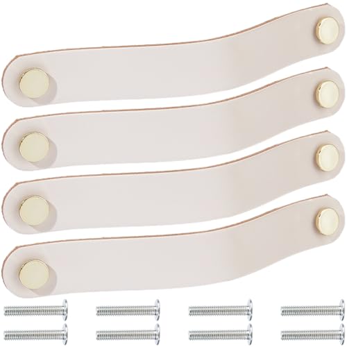 GORGECRAFT 4 Packung 20.2cm Lange Leder Schubladengriffe Schrankgriffe Weiche Küchen Kleiderschrank Türknöpfe Echtes Leder Dekorative Kommodengriffe Mit Schraube Für Möbelschränke (Weißer Rauch) GORGECRAFT 4 Packung 20.2cm Lange Leder Schubladengriffe Schrankgriffe Weiche Küchen Kleiderschrank Türknöpfe Echtes Leder Dekorative Kommodengriffe Mit Schraube Für Möbelschränke (Weißer Rauch) von GORGECRAFT
