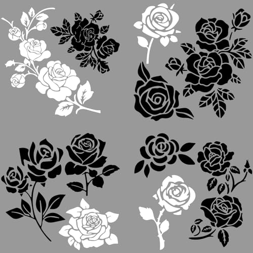 GORGECRAFT 4 Packung Rosen-Autoaufkleber Schwarz-Weiß Autofensteraufkleber Rosenblumen-Autoaufkleber Wasserfest Selbstklebende Aufkleber Auto Laptop Fenster Stoßstangenaufkleber Für SUV LKW Motorrad GORGECRAFT 4 Packung Rosen-Autoaufkleber Schwarz-Weiß Autofensteraufkleber Rosenblumen-Autoaufkleber Wasserfest Selbstklebende Aufkleber Auto Laptop Fenster Stoßstangenaufkleber Für SUV LKW Motorrad von GORGECRAFT