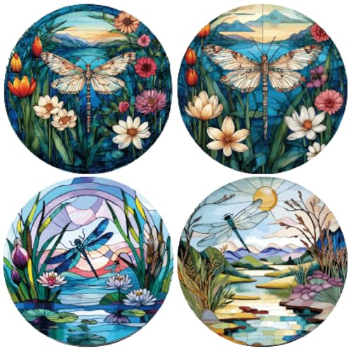 GORGECRAFT 4 Stil Frühling Sommer Libelle Fensteraufkleber Blumen Lotus Tier Wandaufkleber Abnehmbarer Klebstoff Wasserdicht Fensteraufkleber Heimdekorationen Vermeiden Sie Vogelschlag 160x160mm von GORGECRAFT