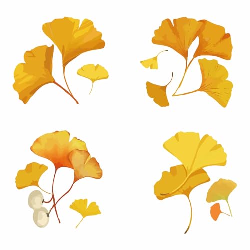 GORGECRAFT 4 Stil Ginkgoblatt Fensteraufkleber Herbstblätter Statische Schiebetür Glasfenster Aufkleber Dekoration Doppelseitig Herbstalarm Haftet Zum Verhindern von Vogel Hunde Und Haustierangriffen von GORGECRAFT
