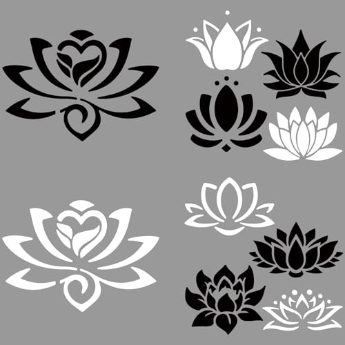 GORGECRAFT 4 Stil Lotusblumen-Aufkleber Schwarz-Silber Lotus-Autoaufkleber Blumen-Autoaufkleber Wasserfest Reflektierend Selbstklebend Aufkleber Für Auto Laptop Fenster Stoßstange Aufkleber von GORGECRAFT