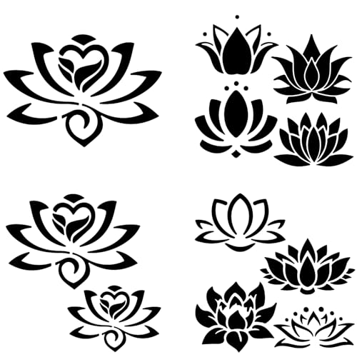 GORGECRAFT 4 Stil Lotusblumen-Aufkleber Schwarzer Lotus-Autoaufkleber Blumen-Autoaufkleber Motorrad-Dekoration Wasserdichte Selbstklebende Aufkleber Auto Laptop Fenster Stoßstangenaufkleber Für LKW von GORGECRAFT