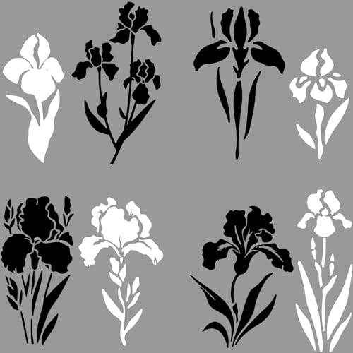GORGECRAFT 4 Stile Iris-Autoaufkleber Schwarz-Weiß Holografische Blumen-Autoaufkleber Februar-Iris-Silhouette Wasserfest Reflektierend Selbstklebend Aufkleber Fenster Stoßstangenaufkleber von GORGECRAFT