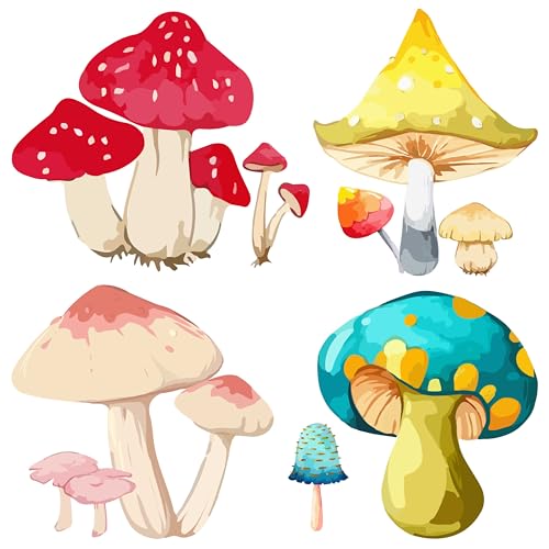 GORGECRAFT 4 Stile Pilz-Fensteraufkleber 16cm Statischer Buntglas-Schiebetür-Aufkleber Haftend Antikollisions-Vinylfolie Schlafzimmer-Alarmaufkleber Zur Verhinderung von Vögeln Hunden Und Haustieren von GORGECRAFT