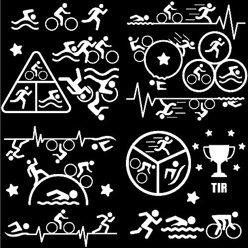 GORGECRAFT 4 Stile Triathlon-Aufkleber Schwimmen Radfahren Laufen Tri-Triathlon Herzschlag-Trophäen Sportwagen-Aufkleber Selbstklebender Reflektierender Auto-Aufkleber Kofferraum-Logo-Aufkleber von GORGECRAFT