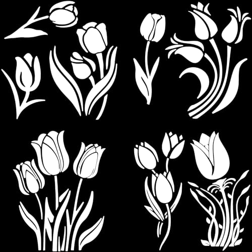 GORGECRAFT 4 Stile Tulpen-Autoaufkleber Weiße Blumen-Silhouette Autoaufkleber Tulpen-Vinylaufkleber Wasserfest Reflektierend Selbstklebend Aufkleber Für Auto Laptop Fenster Stoßstange Aufkleber von GORGECRAFT