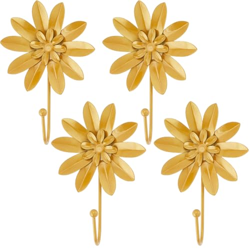 GORGECRAFT 4 Stück Goldene Blumen Einzelhaken Aus Metall Und Eisen Retro Wanddekoration 3D Blumenmuster Strapazierfähig Für Zimmer Bauernhaus Boho Dekorativer Haken Zum Aufhängen von Mänteln Hüten GORGECRAFT 4 Stück Goldene Blumen Einzelhaken Aus Metall Und Eisen Retro Wanddekoration 3D Blumenmuster Strapazierfähig Für Zimmer Bauernhaus Boho Dekorativer Haken Zum Aufhängen von Mänteln Hüten von GORGECRAFT