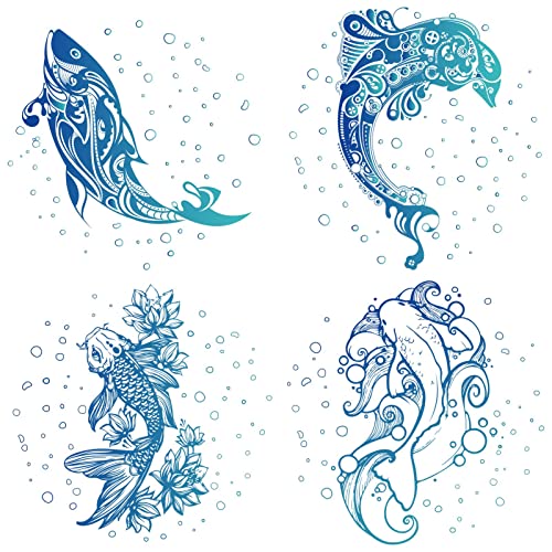 GORGECRAFT 4 Styles 6,3 Zoll Seehai Fensteraufkleber Statische Meerestier Glasschiebetür Aufkleber Fisch Haftet Wasserdichte Vinylfolie Schlafzimmer Badezimmer Aufkleber Zur Verhinderung Haustieren von GORGECRAFT