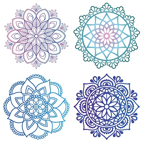 GORGECRAFT 4 Styles 6.3 Zoll Mandala-Fensteraufkleber Statische Blume des Lebens Glas-Schiebetür-Aufkleber Haftet wasserdichte Vinylfolie Schlafzimmer Badezimmer-Aufkleber Zur Verhinderung Haustieren von GORGECRAFT