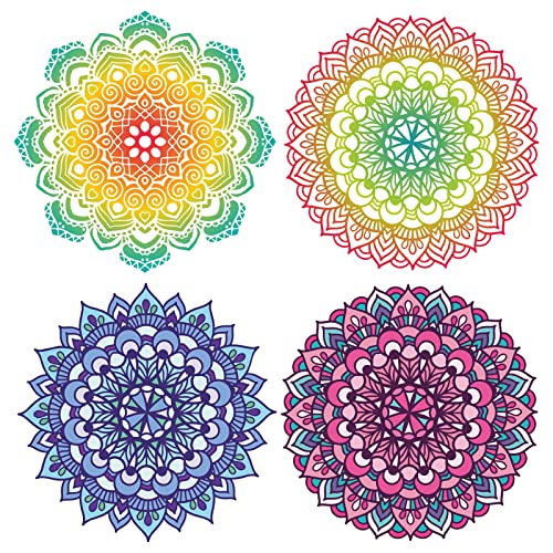 GORGECRAFT 4St 6.3 Zoll Blume des Lebens FenStraufkleber Statische FenStraufkleber Buntes Mandala Nicht Selbstklebend FenStrfolie Kreis Glasschiebetür Aufkleber Für Schlafzimmer Badezimmer von GORGECRAFT