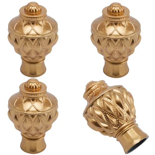 GORGECRAFT 4Stk Ananas-Vorhangstangenabdeckungen Goldfarbene Kunststoff-Vorhang-Endstücke Endkappen Runde Stangen-Endstücke 27.8mm Innendurchmesser Vorhangköpfe Für Zuhause Vorhang Stangendekoration von GORGECRAFT