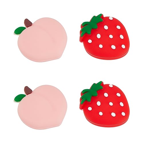 GORGECRAFT 4Stk Pfirsich-Erdbeer-Daumengriffe Frucht Weiche Silikon-Joystick-Tastenkappen Analoger Joy-Con-Stick-Schutzhülle Kompatibel Mit Switch OLED Lite-Konsole Für NS Joycon-Controller Rot Rosa von GORGECRAFT