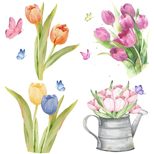 GORGECRAFT 4Stk Tulpen-Fensteraufkleber 16cm Frühling Sommer Fensteraufkleber Schmetterling Blume Fensteraufkleber Abnehmbare Glastür-Abdeckungsfolie Für Zuhause Partyzubehör Glasdisplay-Dekoration GORGECRAFT 4Stk Tulpen-Fensteraufkleber 16cm Frühling Sommer Fensteraufkleber Schmetterling Blume Fensteraufkleber Abnehmbare Glastür-Abdeckungsfolie Für Zuhause Partyzubehör Glasdisplay-Dekoration von GORGECRAFT