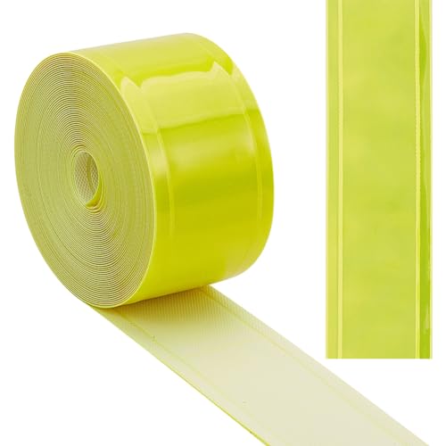 GORGECRAFT 5 Yards x 25mm Reflektierendes Sicherheitsband Grün-Gelbe Reflektorbänder Hohe Sichtbarkeit Aufnähbares Sicherheitsgurtband Warnung Für Kleidung Schultaschen Regenmäntel Helme LKWs von GORGECRAFT