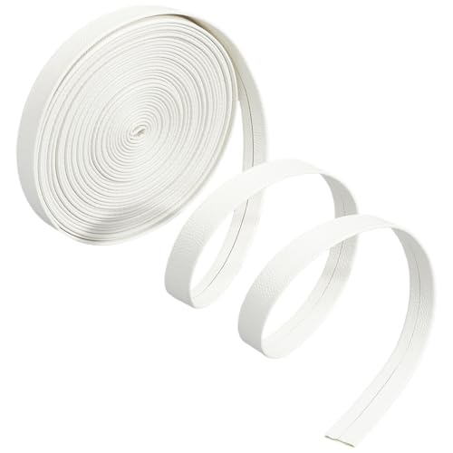 GORGECRAFT 5 m Umklappbarer Lederstreifenriemen 10mm Breit Flache Lederschnur Weißes Dünnes Lederschnürseil 1mm Dick Doppelseitiger PU Lederriemen Für Heimwerker Haustierhalsbänder Schmuck Werkzeugwer von GORGECRAFT