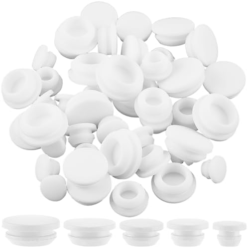 GORGECRAFT 50 Stück 5 Größen Silikon Lochstopfen Weißer Gummi Konisch Rund Wasserdicht Knopfrohr Endabdeckung Weich Flexibel Wiederverwendbar Stopfen Passend Für Möbel Flaschenrohre 3.5 10.5mm Innendu von GORGECRAFT