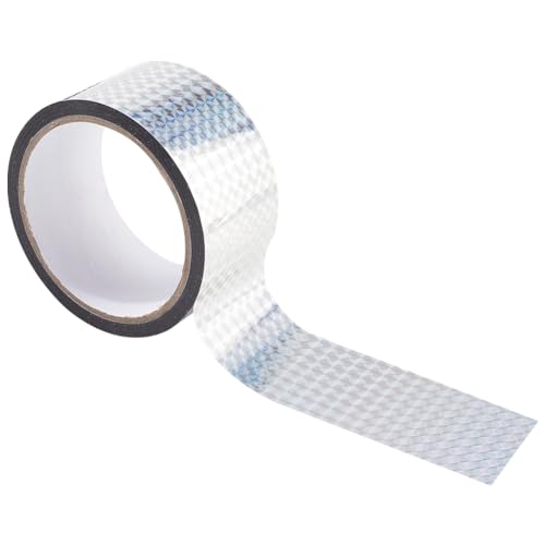 GORGECRAFT 50 m Holografisches Reflektorband Selbstklebendes Prisma Aus Grauem Kunststoff Wasserfest Glänzende Abdeck Dekorbänder Für Heimwerkerprojekte Kunsthandwerk Hält Vögel Fern Für Zuhause von GORGECRAFT
