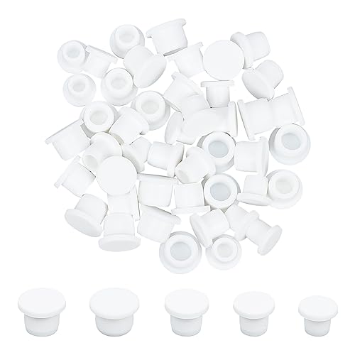 GORGECRAFT 50Stk 5 Größen Stopfen Für Salz- Und Pfefferstreuer Silikonstopfen 14mm-18mm Durchmesser Ersatzstopfen Flaschenkorken Wiederverwendbar Weiße Endabdeckung Für Flaschen Rohre Blumentöpfe von GORGECRAFT