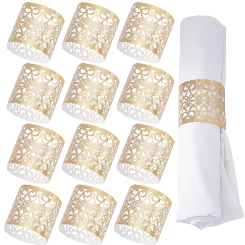 GORGECRAFT 50Stk Goldene Serviettenringe Hohle Metall-Papierservietten Verzierungsfolienbänder Lasergeschnitten Für Hochzeit Abendessen Tischdekoration Besondere Anlässe Restaurant Feier Dekoration von GORGECRAFT