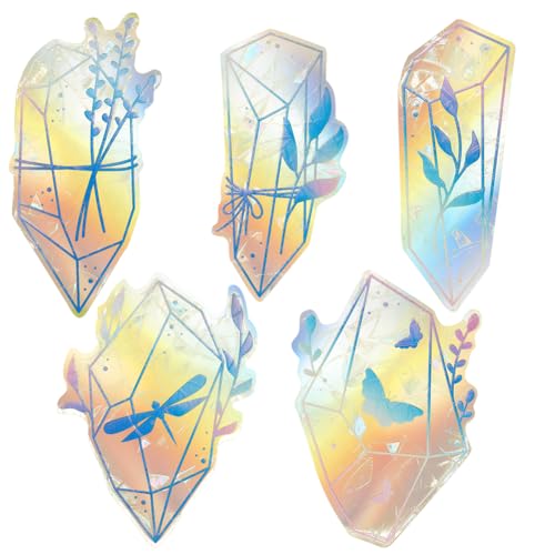 GORGECRAFT 5Stk PVC-Diamant-Fensteraufkleber Anti-Kollisions-Fensteraufkleber Statisch Blau Transparent Glas Alarm Regenbogen-Fenster-Sonnenfänger-Aufkleber Fensterkollisionen Regenbogen-Aufkleber von GORGECRAFT