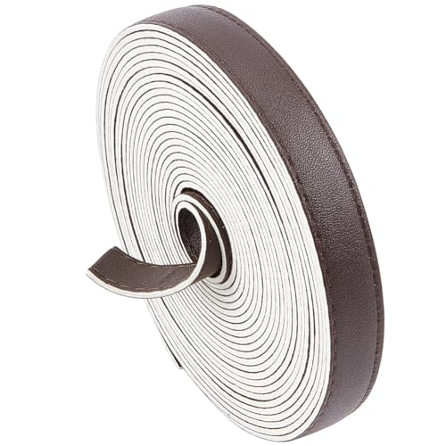 GORGECRAFT 5m Lange Doppelseitige Lederstreifen 15mm Breites Kunstlederband 2mm Dickes Flaches Lederband Handgenähter Rand PU-Fäden Schnüre Für DIY-Handwerk Griff Gürtelherstellung Kokosnuss Braun von GORGECRAFT