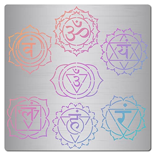 GORGECRAFT 6.3-Zoll-Chakra-Symbol-Schablone Wiederverwendbar Mandala-Schablonen Yoga Meditation Edelstahl Dekorationsvorlagen Tagebuch Werkzeug Zum Bemalen von Brandmalerei Und Gravuren von GORGECRAFT